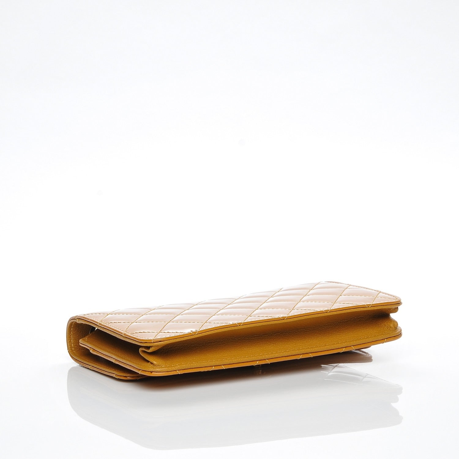 Chanel Patent Goatskin Quilted Wallet On Chain WOC Camel 4 of 8