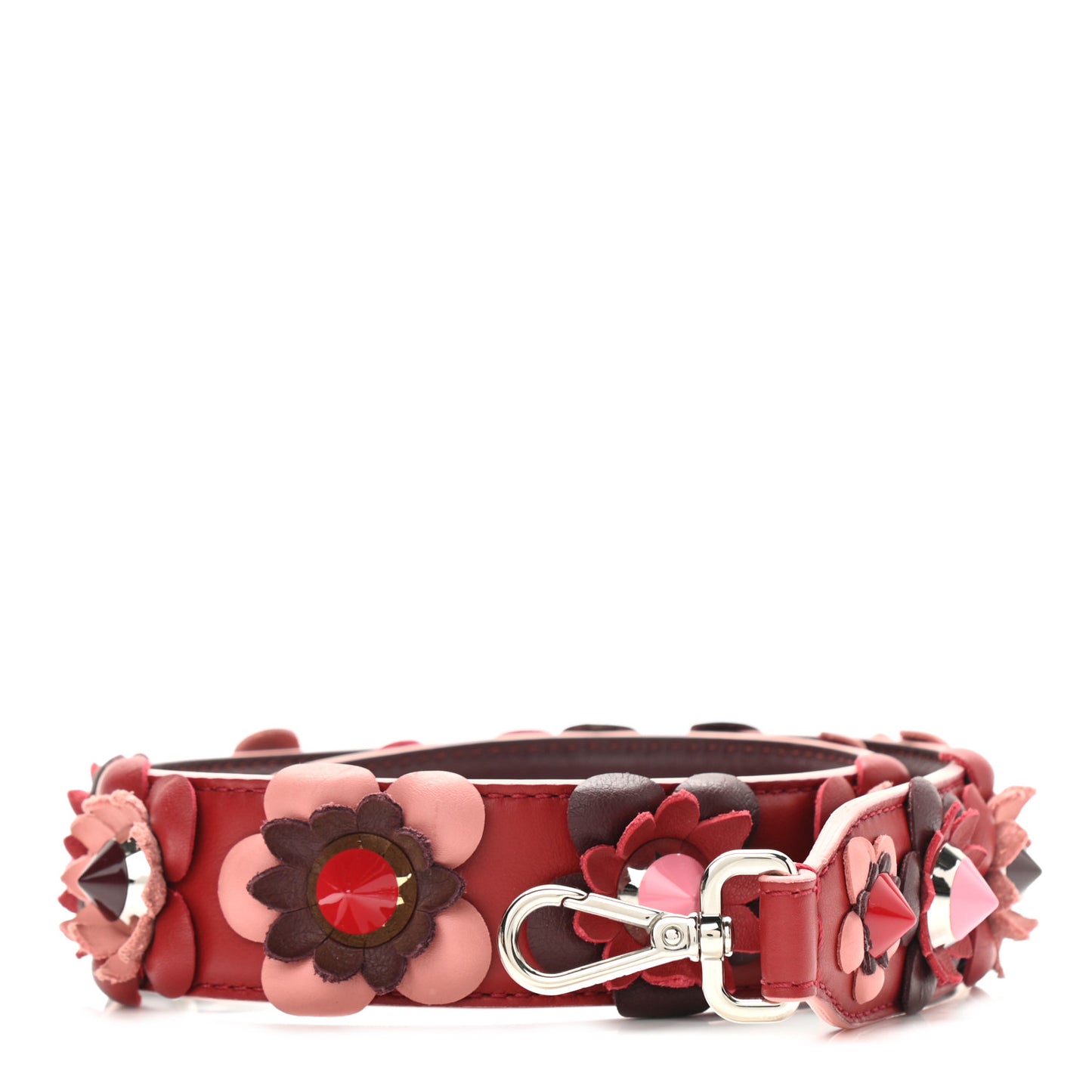 Vitello Dolce Flowerland Studded Strap You Ribes Bordeaux