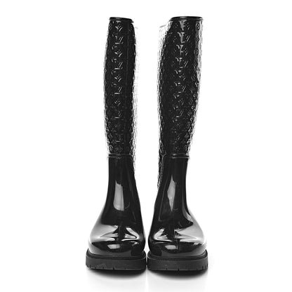 Louis Vuitton Rubber Embossed Monogram Splash Rain Boots 41 Black 2 of 12
