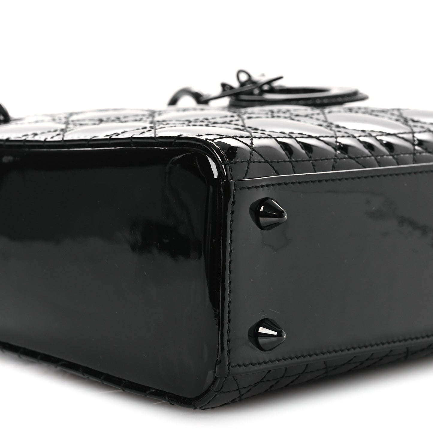 Ultraglossy Patent Cannage Small Lady Dior Black