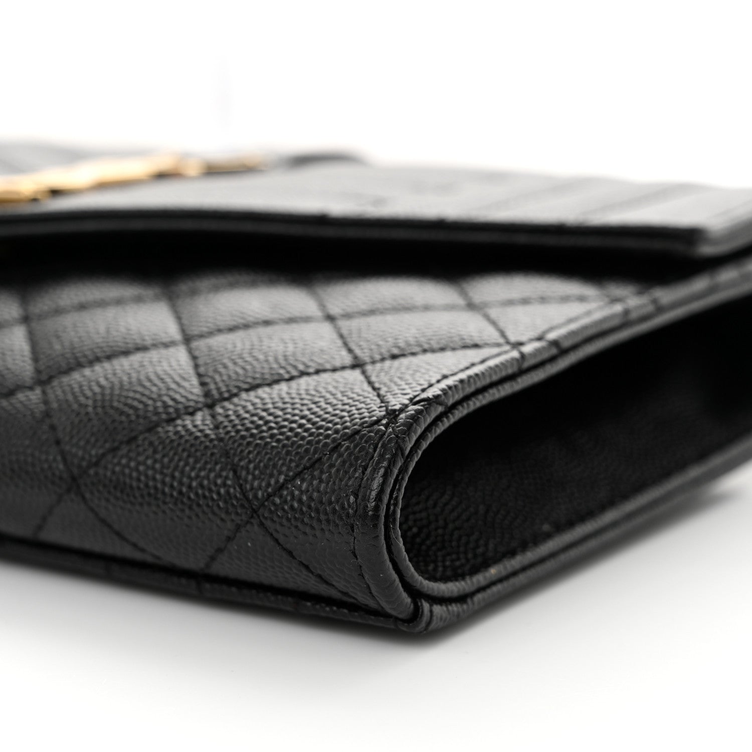Saint Laurent Grain De Poudre Textured Mixed Matelasse Triquilt Monogram Clutch Black 10 of 14