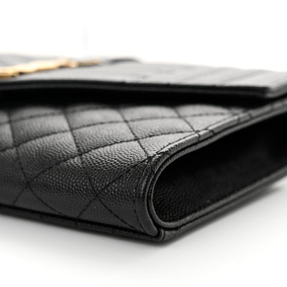 Saint Laurent Grain De Poudre Textured Mixed Matelasse Triquilt Monogram Clutch Black 10 of 14