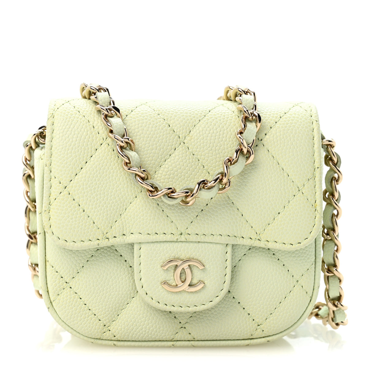 Chanel Caviar Quilted Mini Clutch With Chain Green 1 of 11