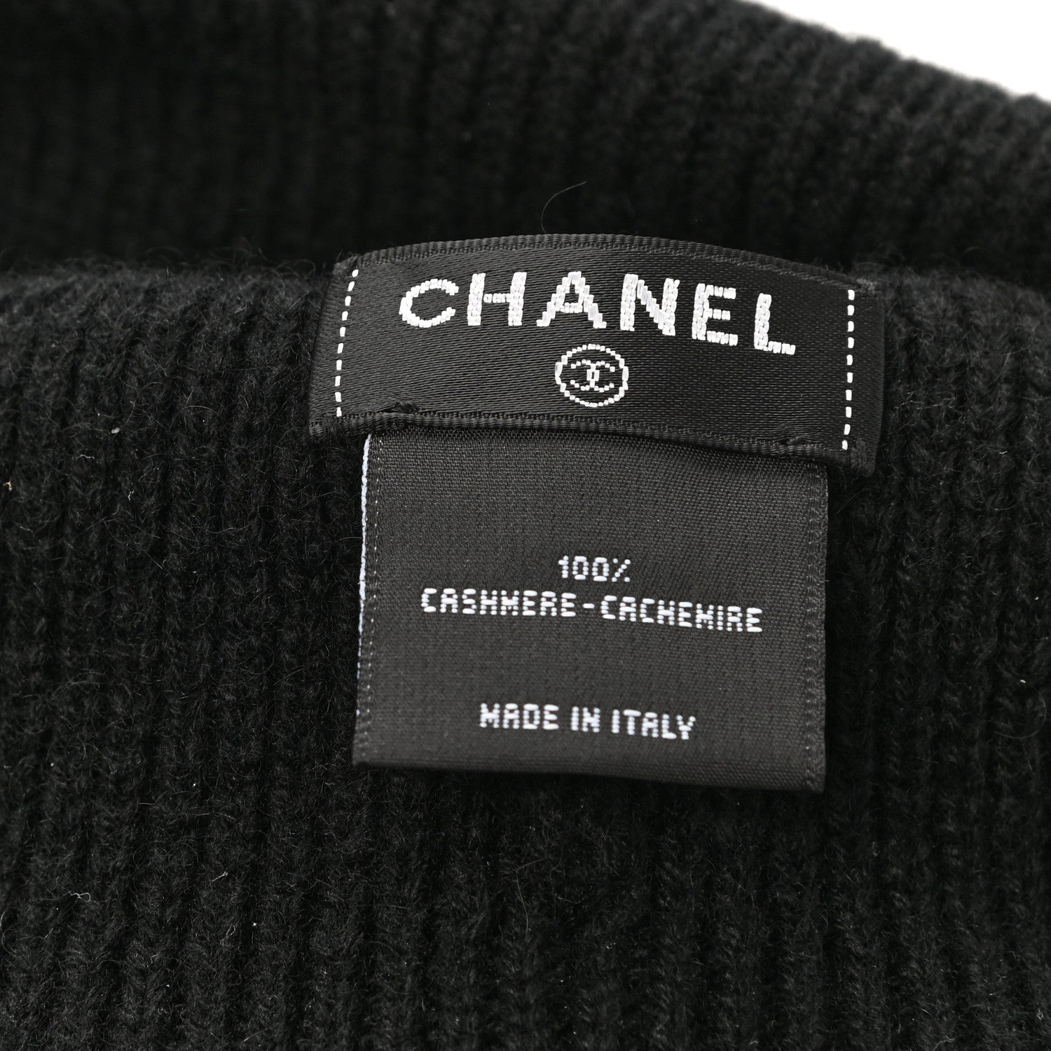 Chanel Cashmere CC Logo Beanie Hat Black 4 of 4