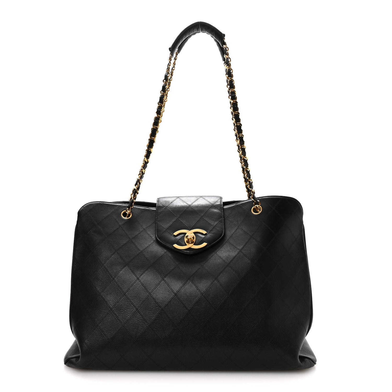 Chanel Calfskin Stitched XL Weekender Black 1 of 10