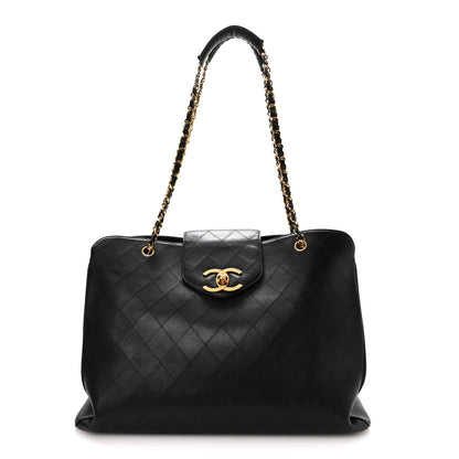 Chanel Calfskin Stitched XL Weekender Black 1 of 10