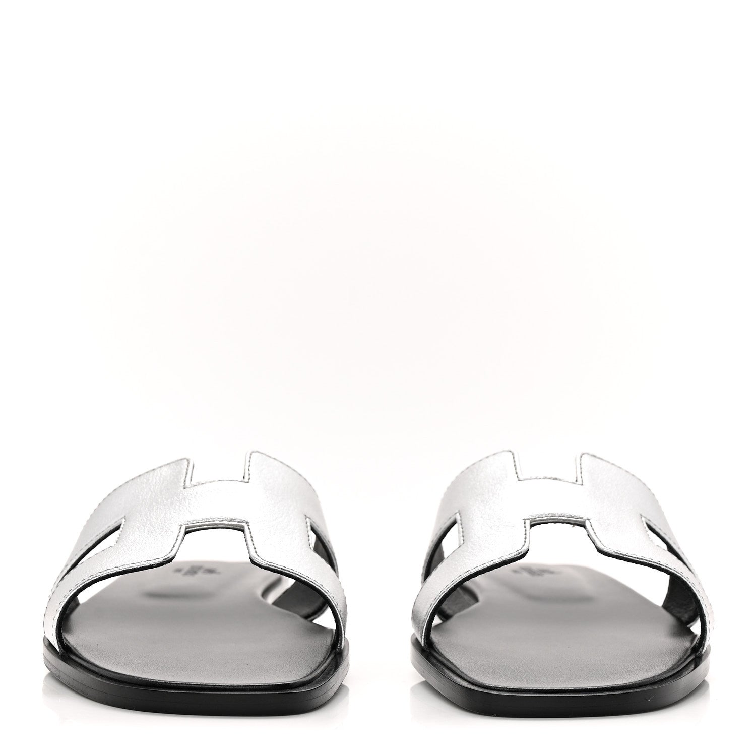 Hermes Metallic Chevre Oran Sandals 38.5 Gris Argente 2 of 9