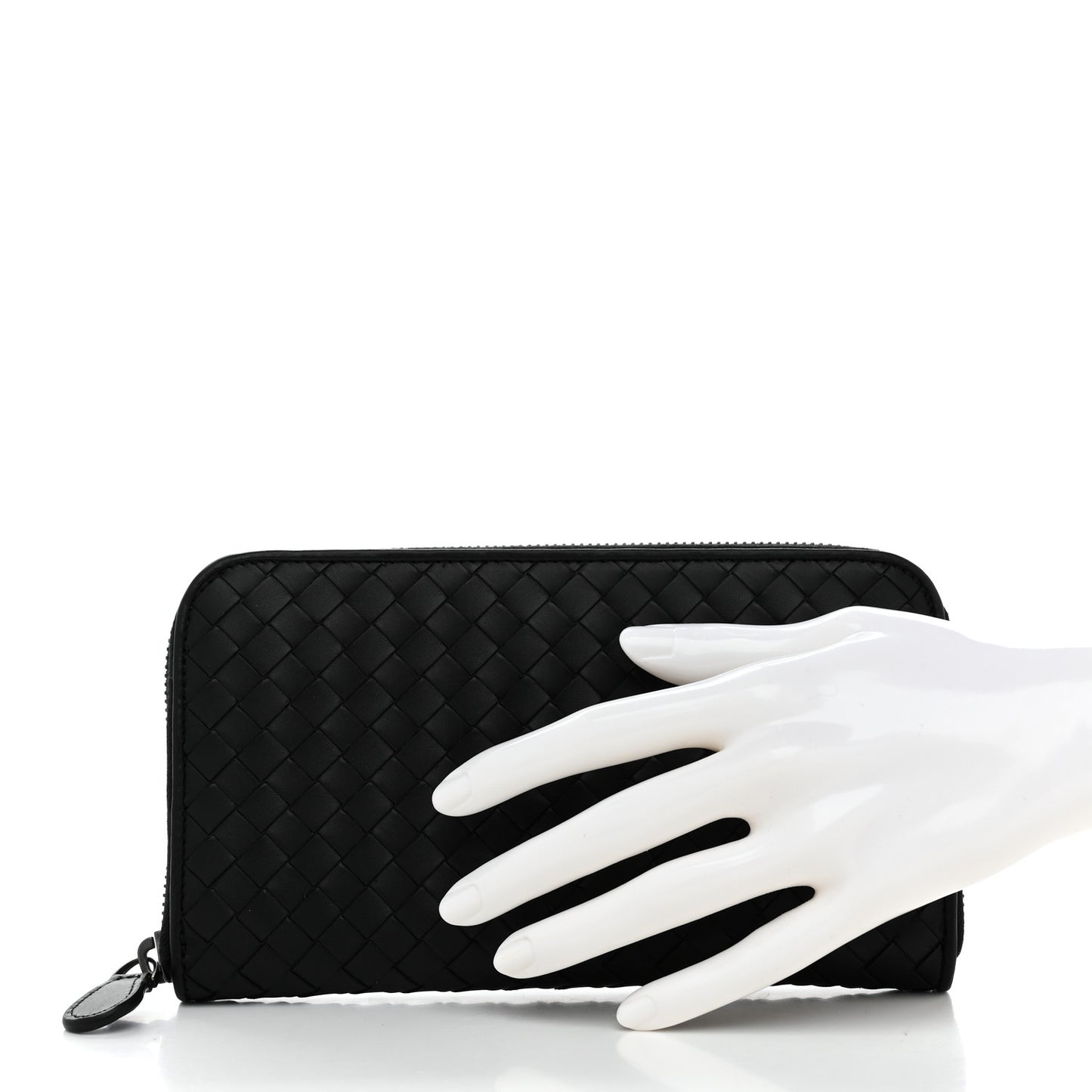Nappa Intrecciato Zip Around Wallet Black