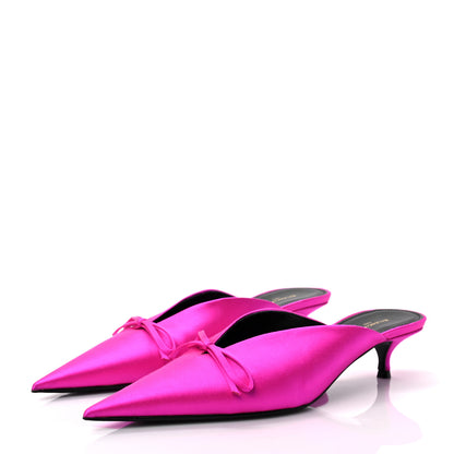 Balenciaga Satin Pointed Toe Knife 40mm Mules 38.5 Rose Fuchsia 3 of 8