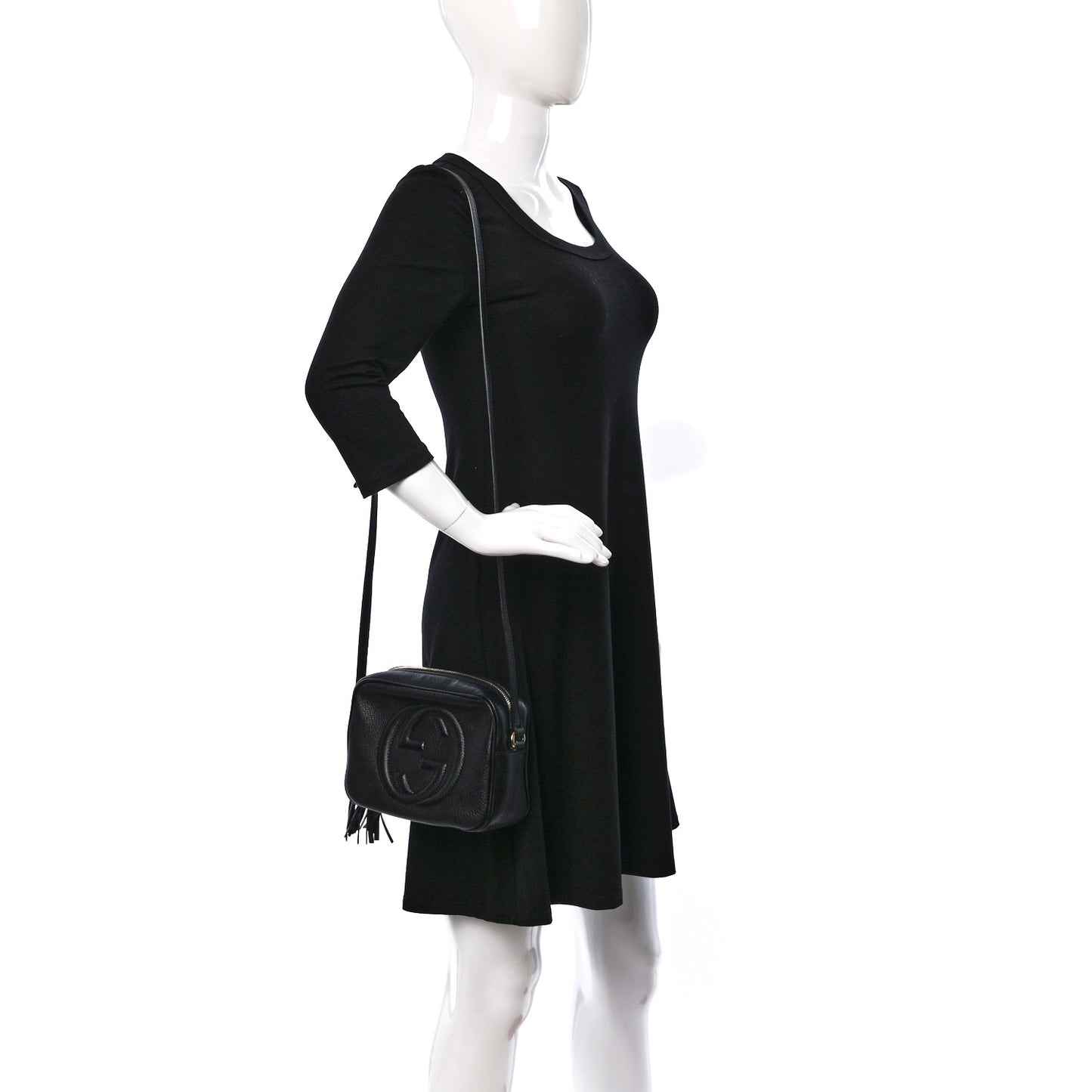 Pebbled Calfskin Small Soho Disco Bag Black