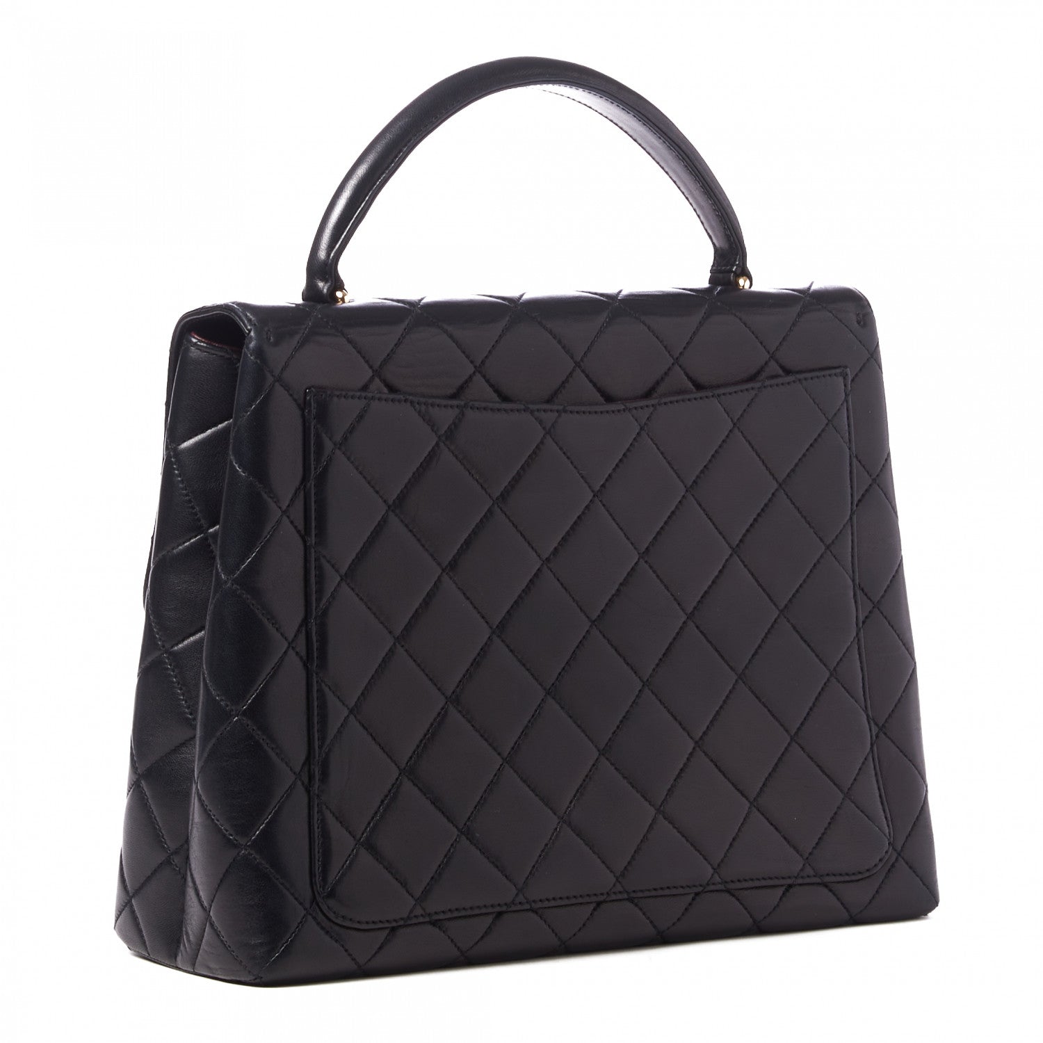 Chanel Lambskin Quilted Jumbo Kelly Flap Bag Black 2 of 9