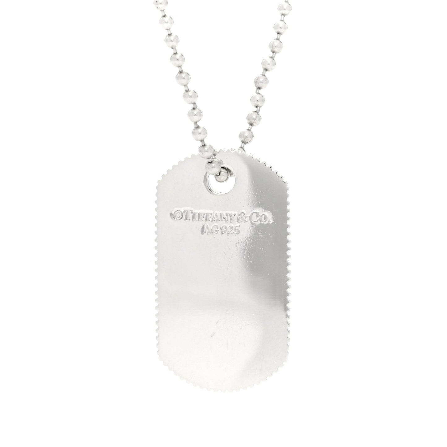 Sterling Silver Coin Edge Dog Tag Pendant Necklace