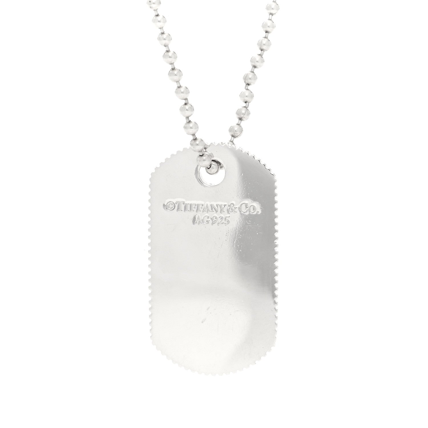 Tiffany Sterling Silver Coin Edge Dog Tag Pendant Necklace 4 of 5