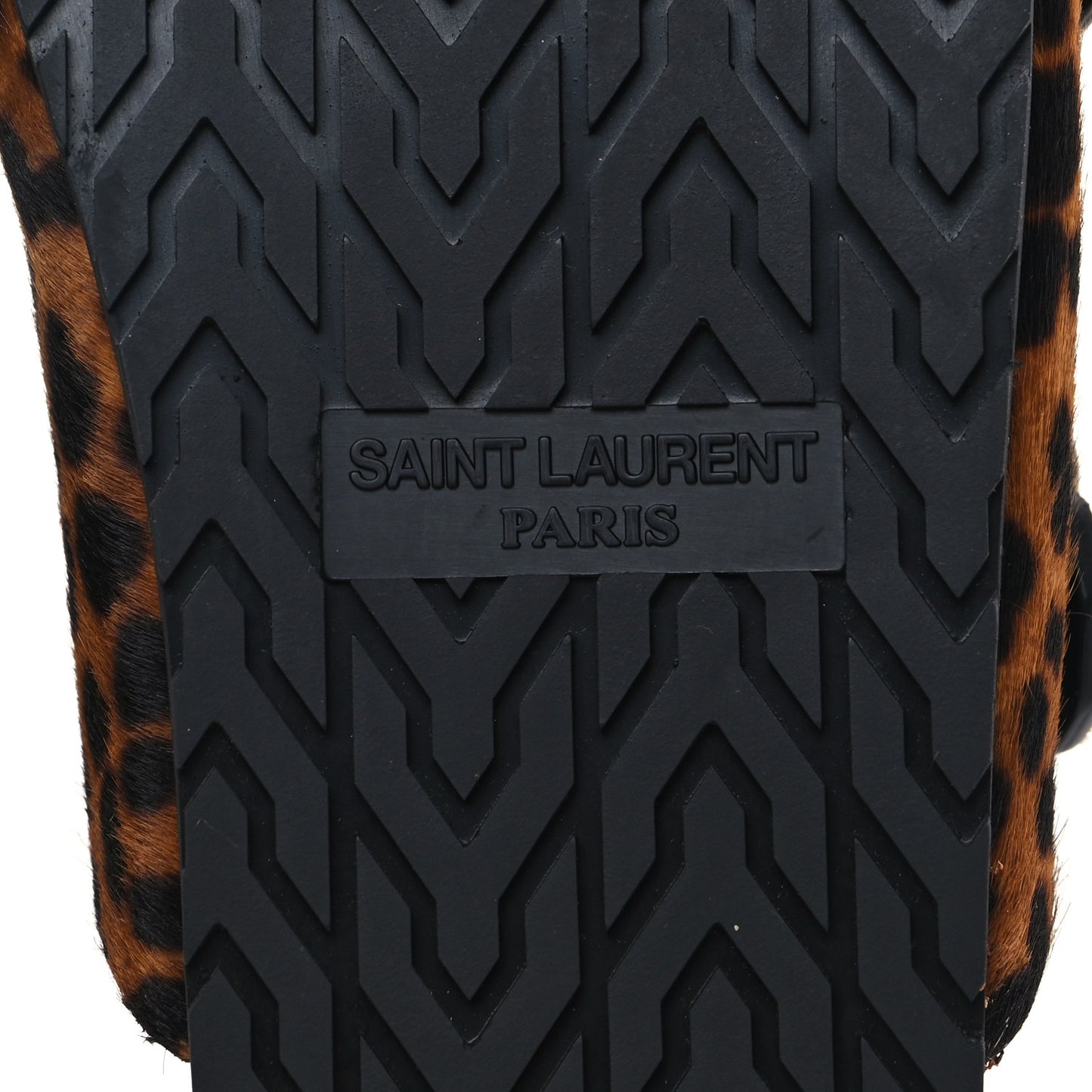 Pony Hair Leopard Print Buckle Sandal Slides 36 Brown Coffee