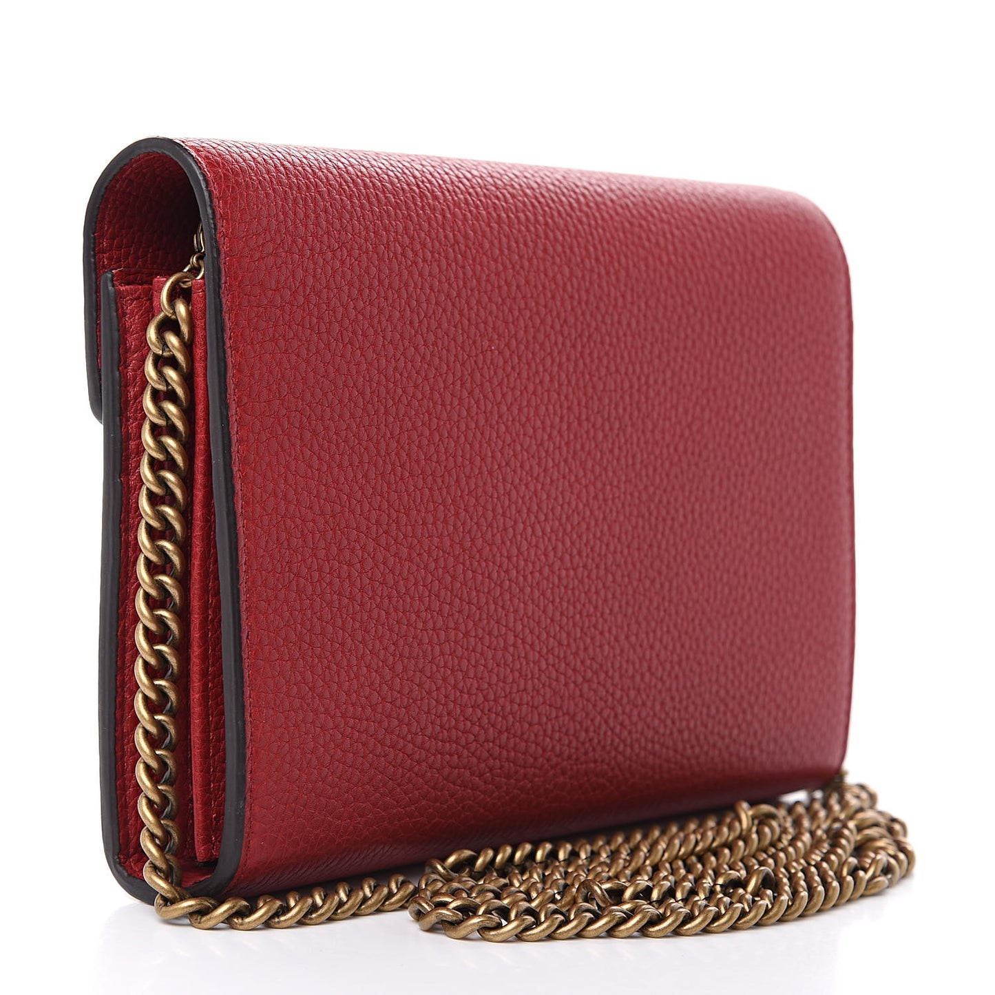 Calfskin GG Marmont Chain Wallet Vulcanic Red