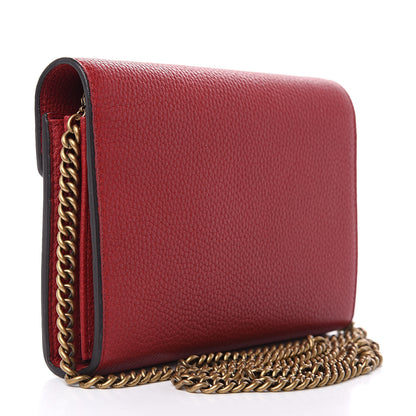 Gucci Calfskin GG Marmont Chain Wallet Vulcanic Red 3 of 9