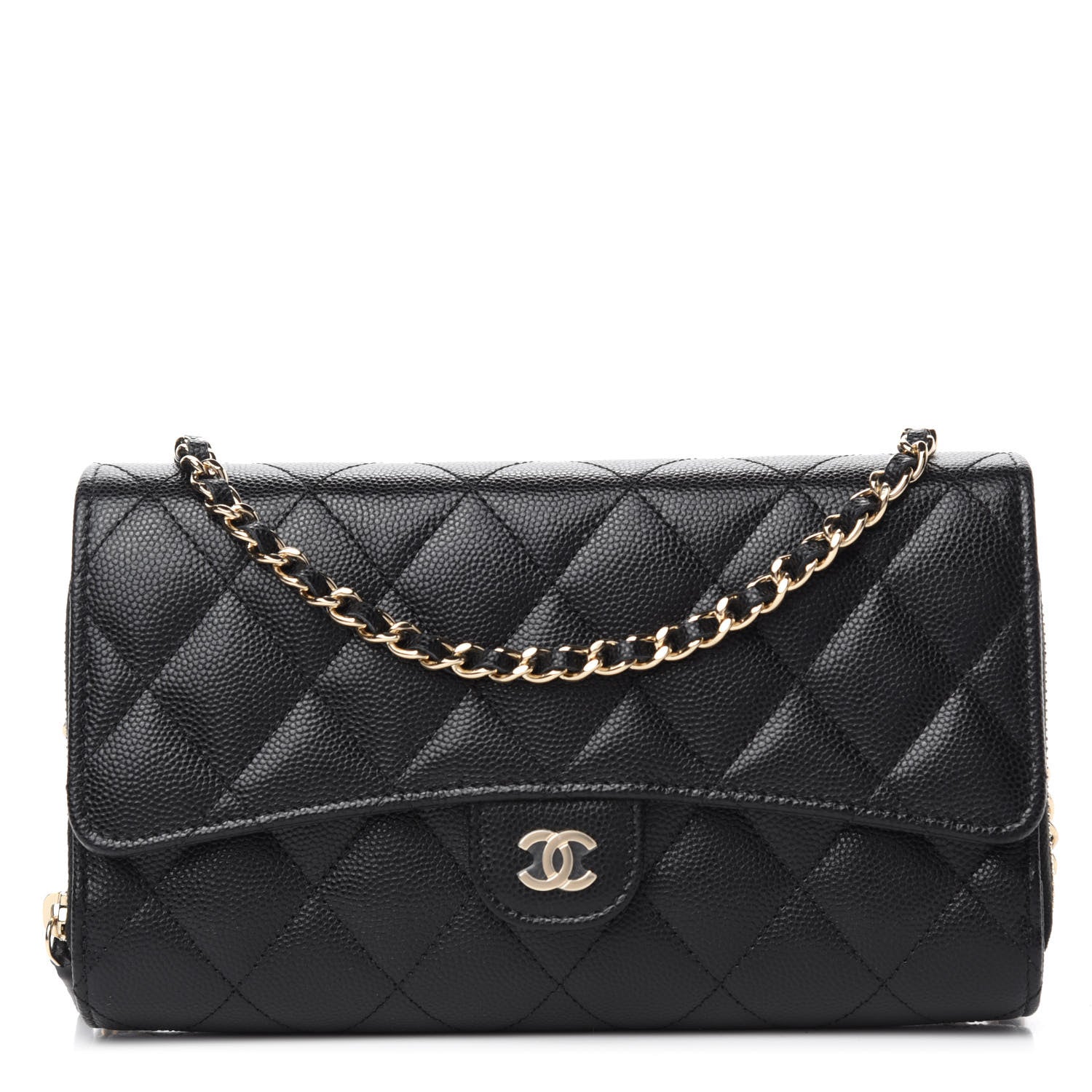 Chanel Caviar Quilted Phone Holder Wallet on Removable Chain Black 1 of 12
