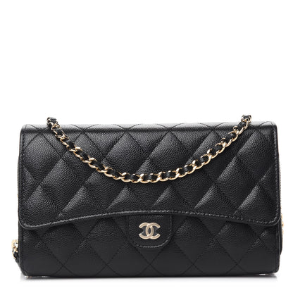 Chanel Caviar Quilted Phone Holder Wallet on Removable Chain Black 1 of 12