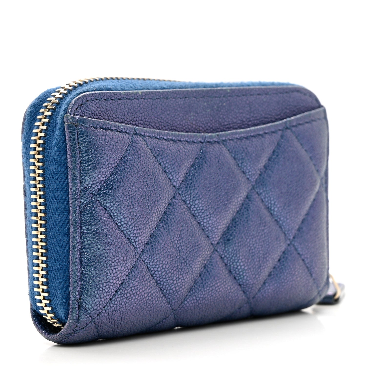 Chanel Iridescent Caviar Quilted Zip Coin Purse Dark Blue 3 of 8