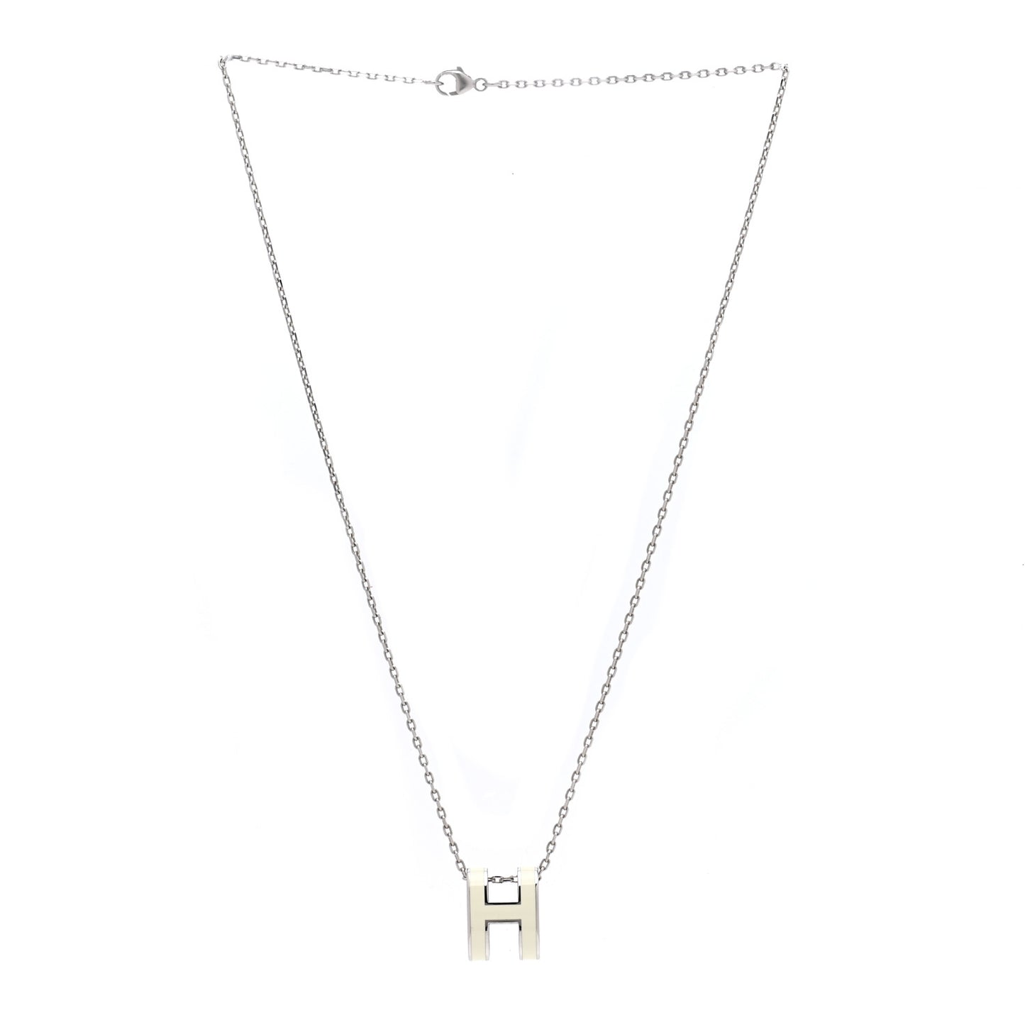 Lacquered Palladium Pop H Pendant Necklace White