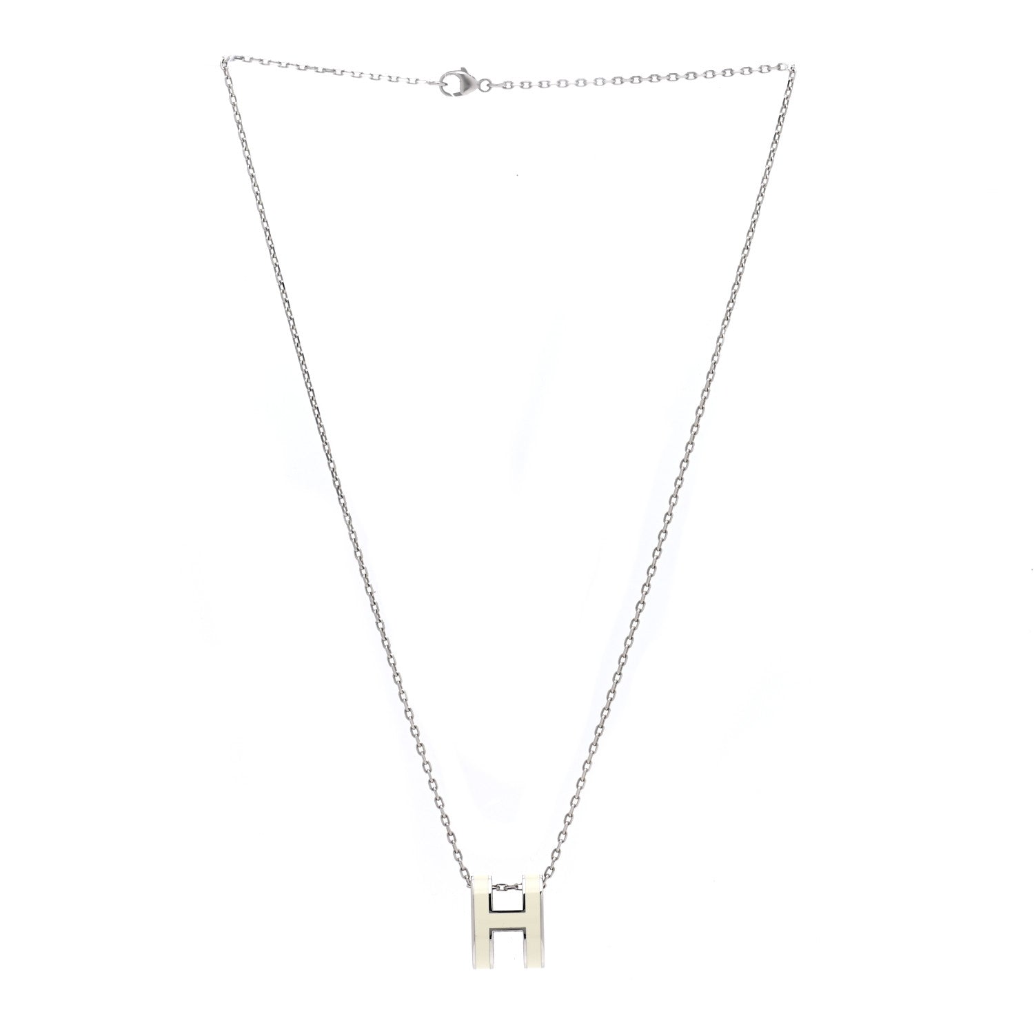 Hermes Lacquered Palladium Pop H Pendant Necklace White 3 of 8