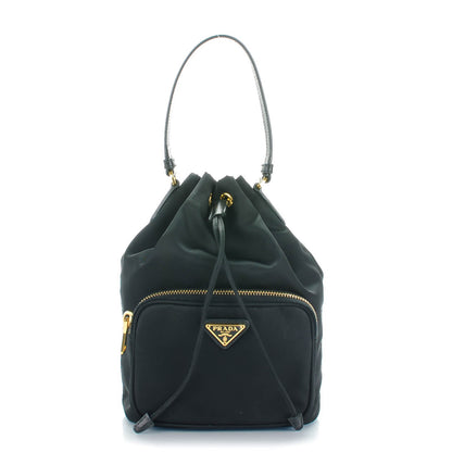 Prada Saffiano Tessuto Nylon Mini Bucket Crossbody Bag Black 1 of 8