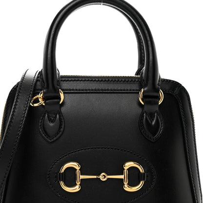 Gucci Boarded Plutone Calfskin Mini Horsebit 1955 Top Handle Bag Black 5 of 9