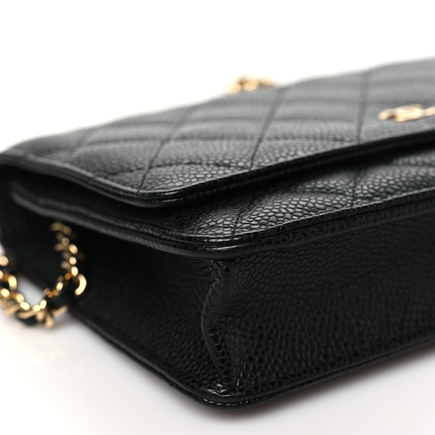 Caviar Quilted Wallet on Chain WOC Black
