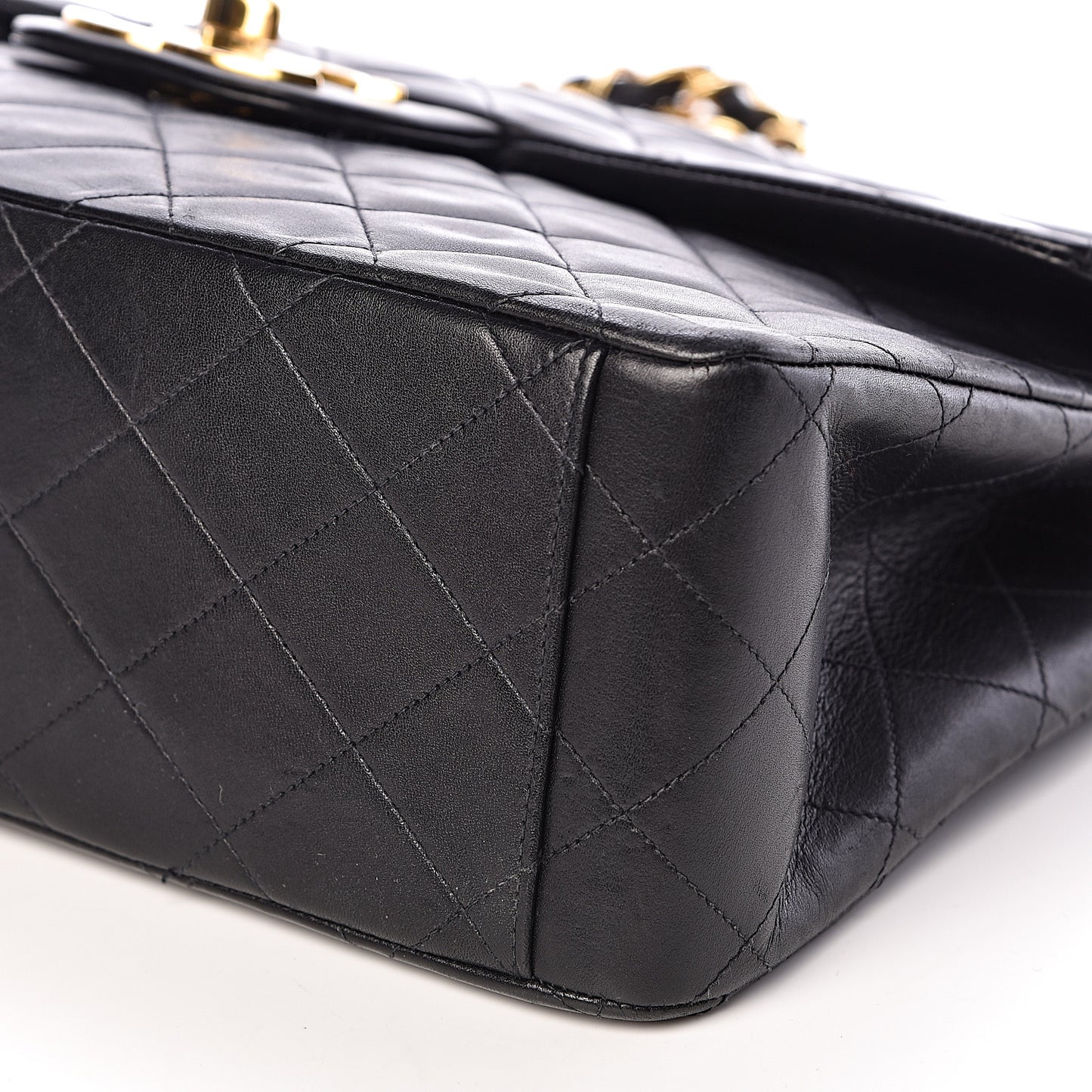 Lambskin Quilted XL Jumbo Single Flap Black