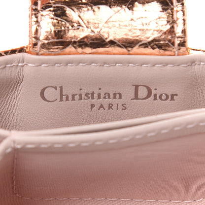 Christian Dior Ceramic Effect Deerskin Diorama Gussetted Card Holder Gold 6 of 10