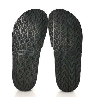 Saint Laurent Calfskin Monogram Jimmy Joan Slide Sandals 37 Black 5 of 8