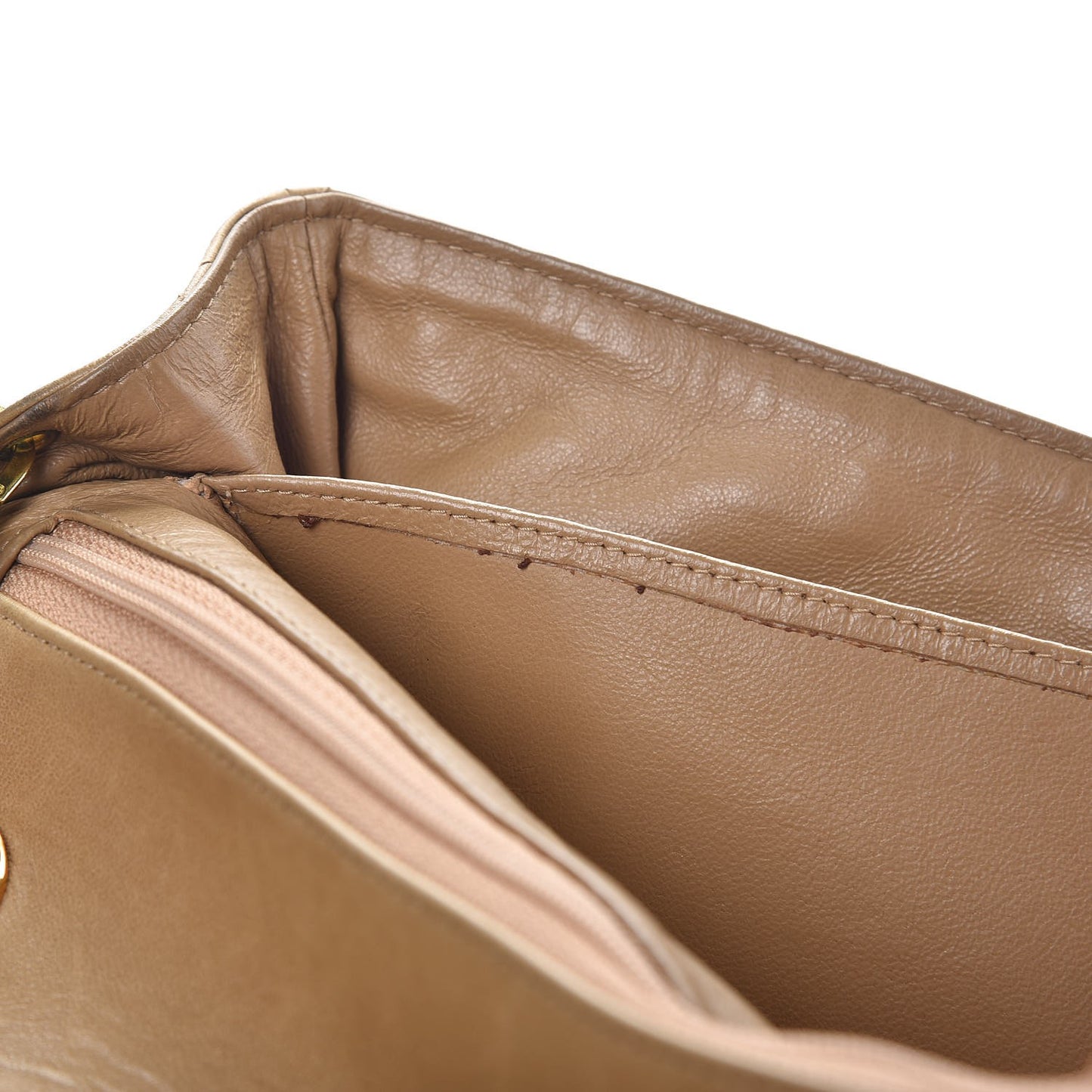 Lambskin Quilted Jumbo Single Flap Dark Beige