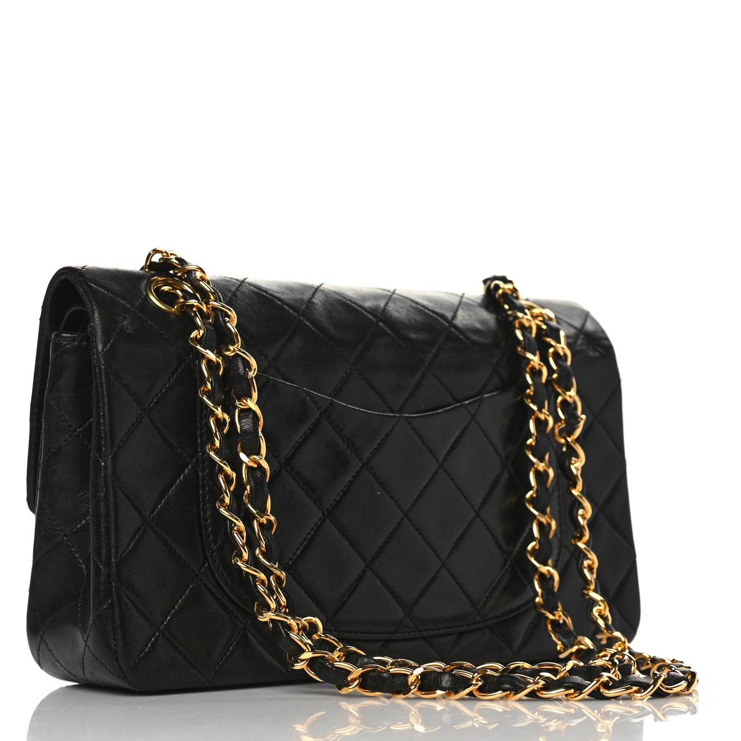 Lambskin Quilted Small Double Flap Black