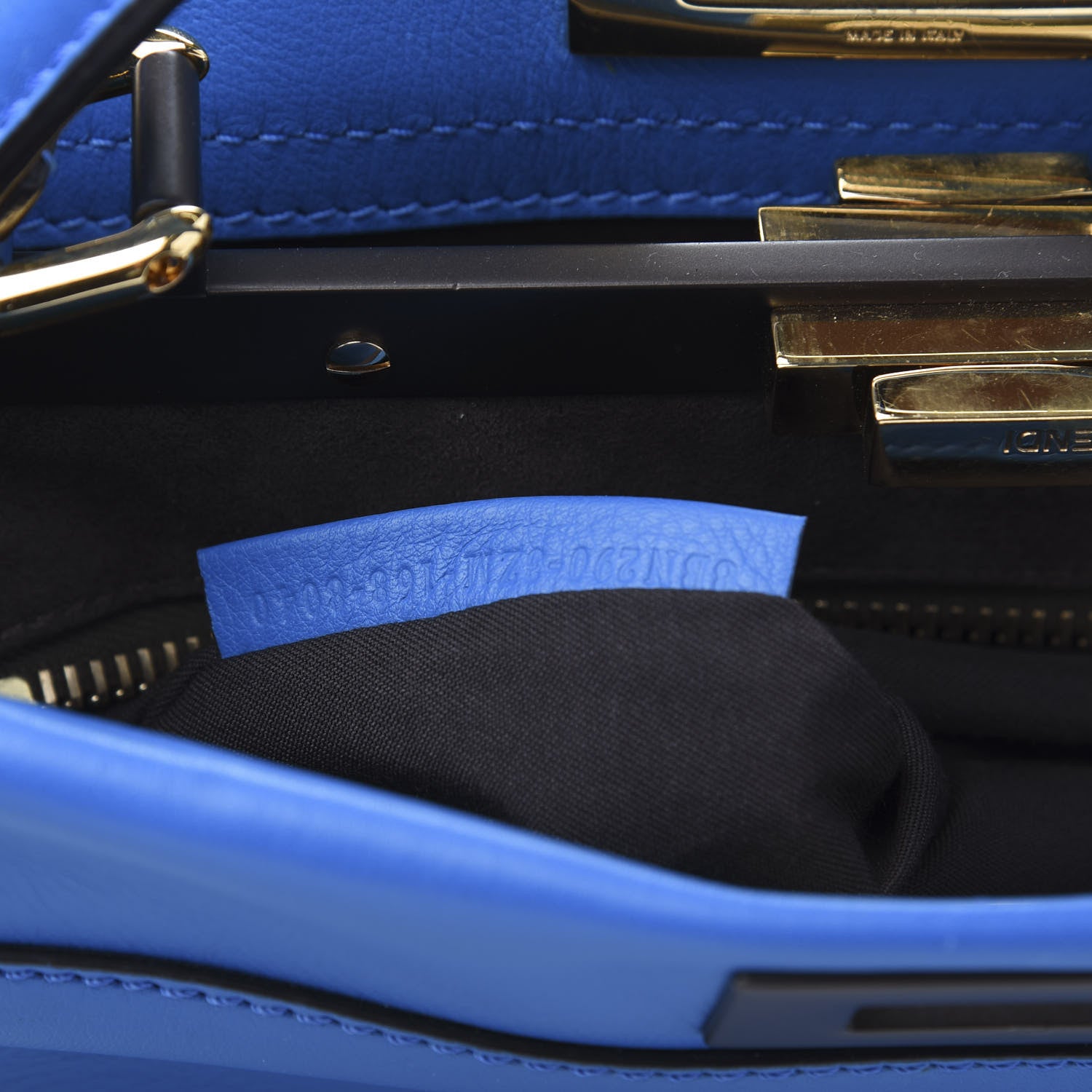 Fendi Vitello Seta Medium Peekaboo Iconic Satchel Blue Royal 8 of 12