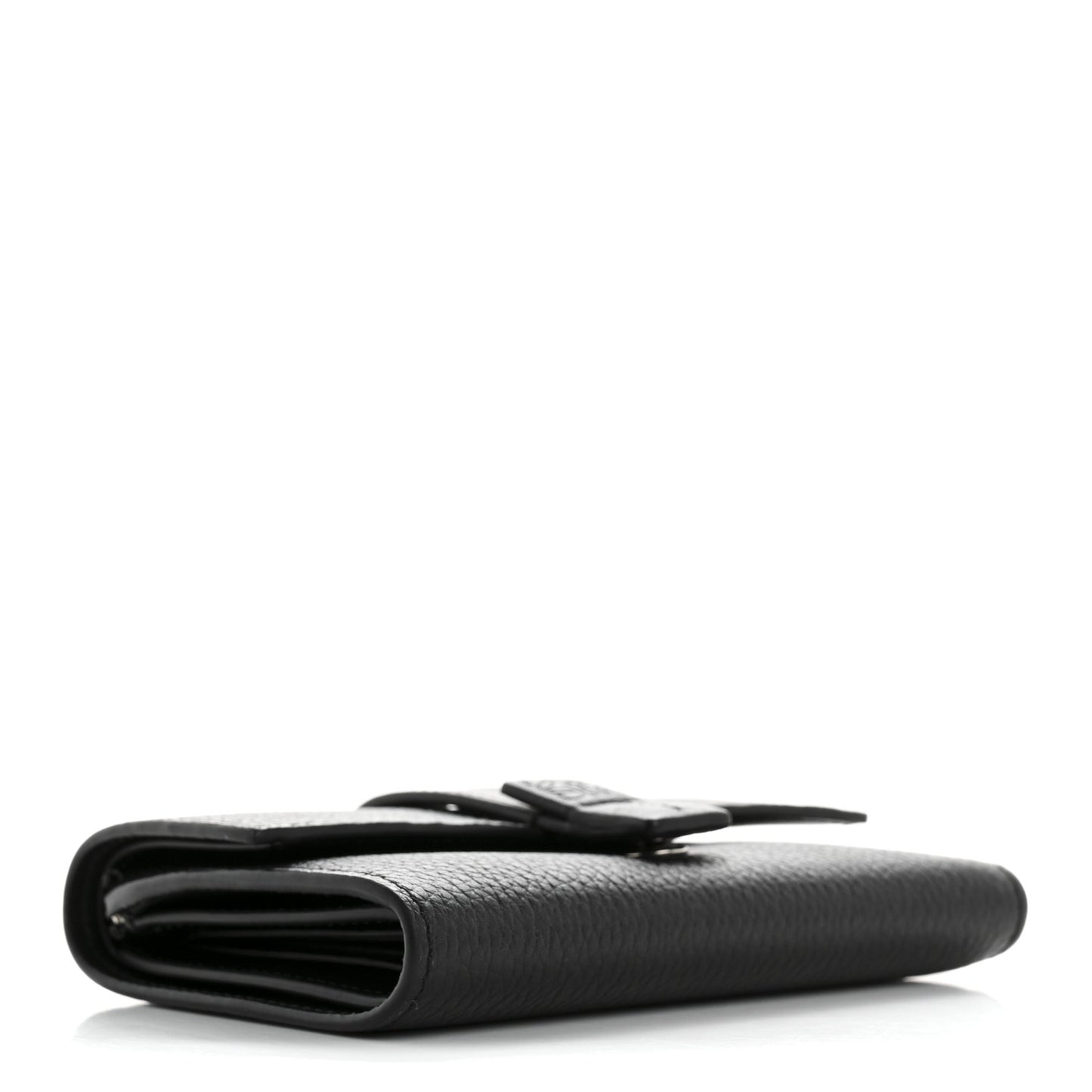 Grained Calfskin Small Vertical Wallet Black