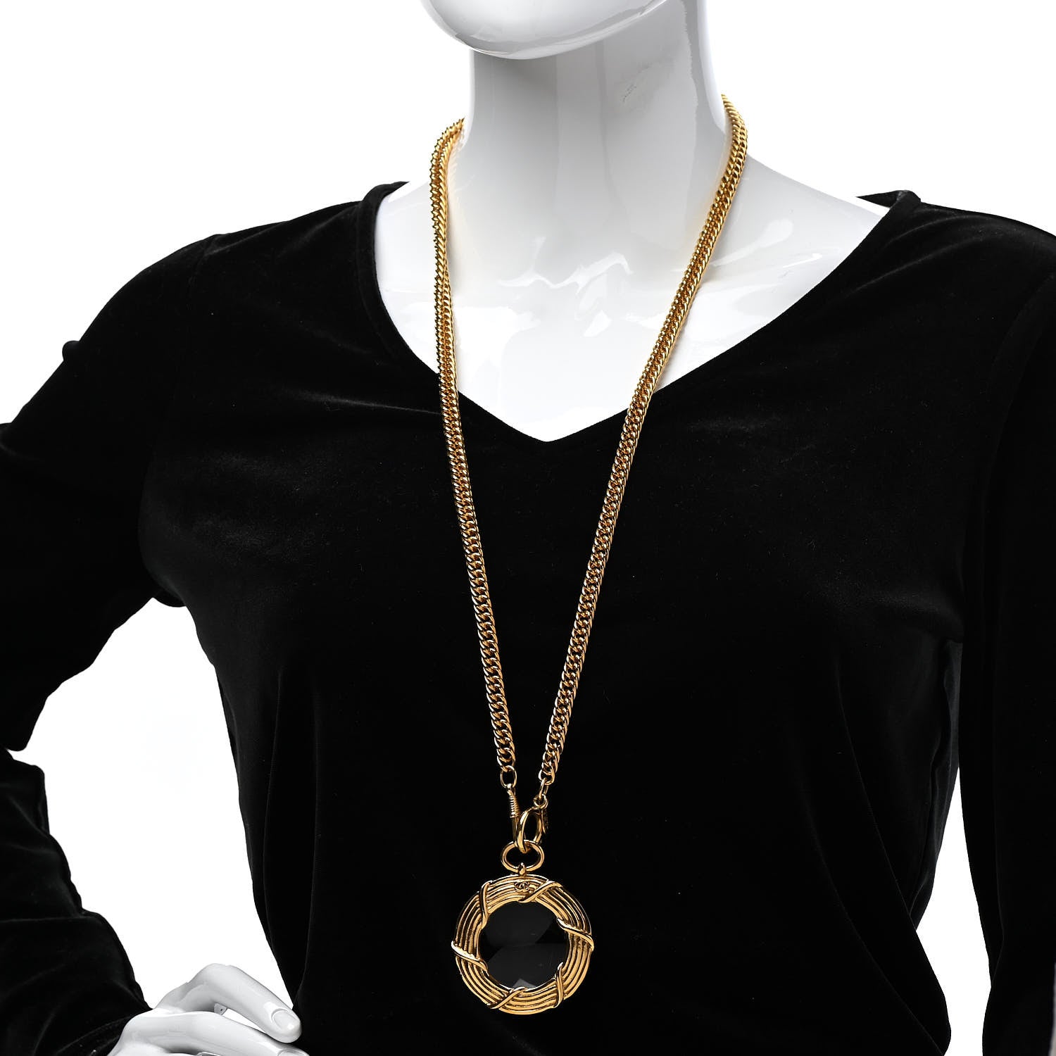 Chanel Loupe Magnifying Glass Necklace Gold 2 of 5