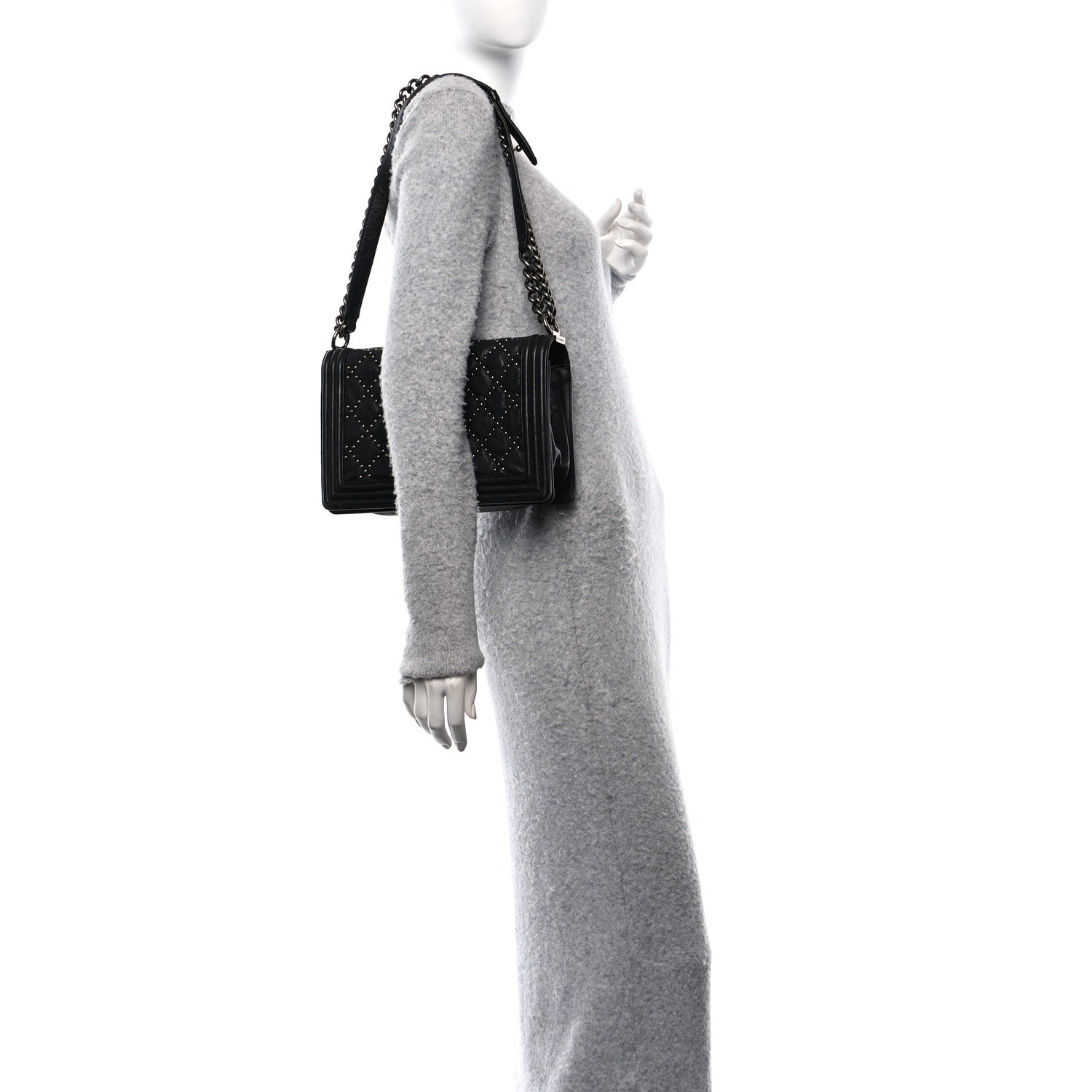 Chanel Crumpled Lambskin New Medium Studded Boy Flap Black 2 of 11