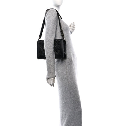 Chanel Crumpled Lambskin New Medium Studded Boy Flap Black 2 of 11