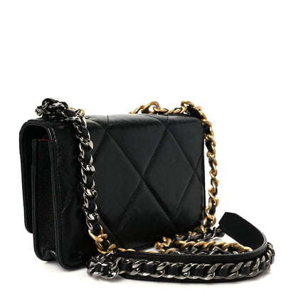 Chanel Goatskin Quilted Chanel 19 Wallet On Chain WOC Black 3 of 12