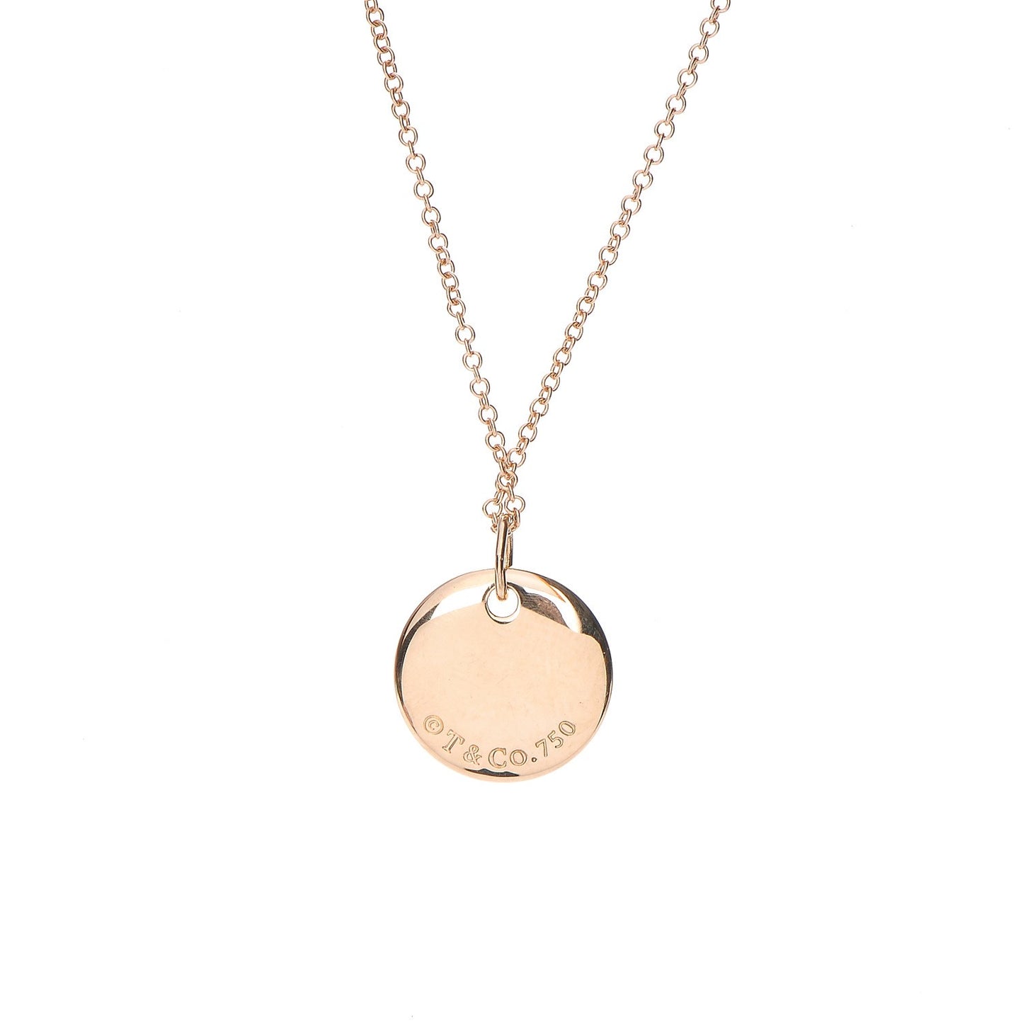 18K Yellow Gold Notes Letter T Disc Charm Necklace