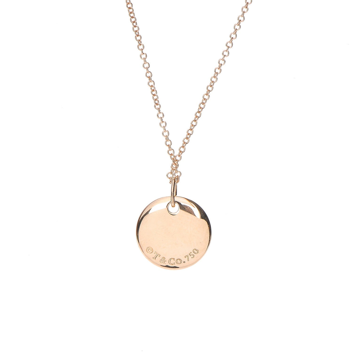 Tiffany 18K Yellow Gold Notes Letter T Disc Charm Necklace 5 of 8