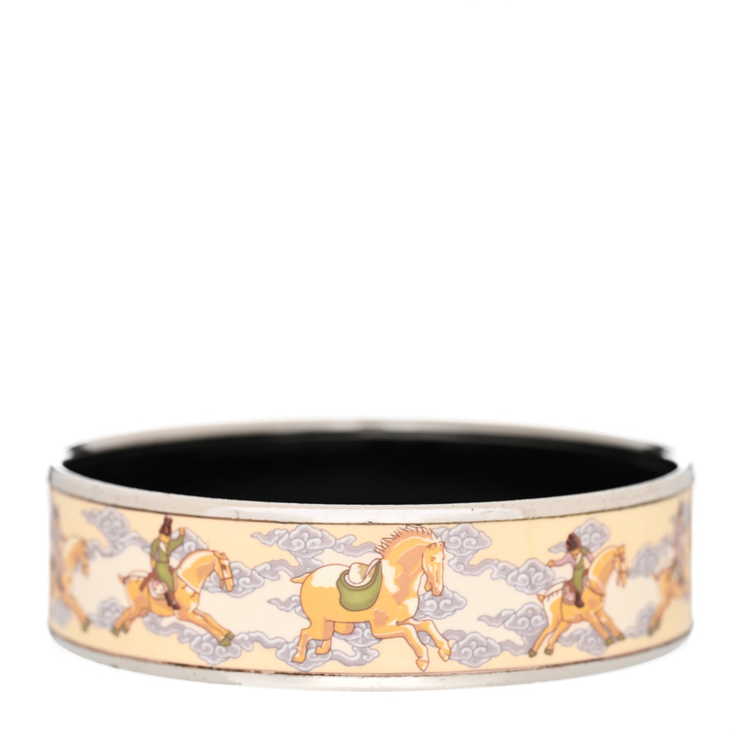 Enamel Printed Wide Galop Volant Bracelet 65 Creme