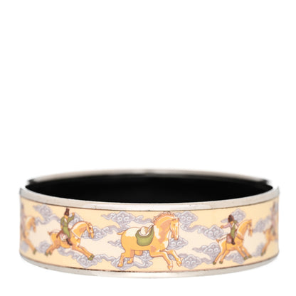 Hermes Enamel Printed Wide Galop Volant Bracelet 65 Creme 3 of 5