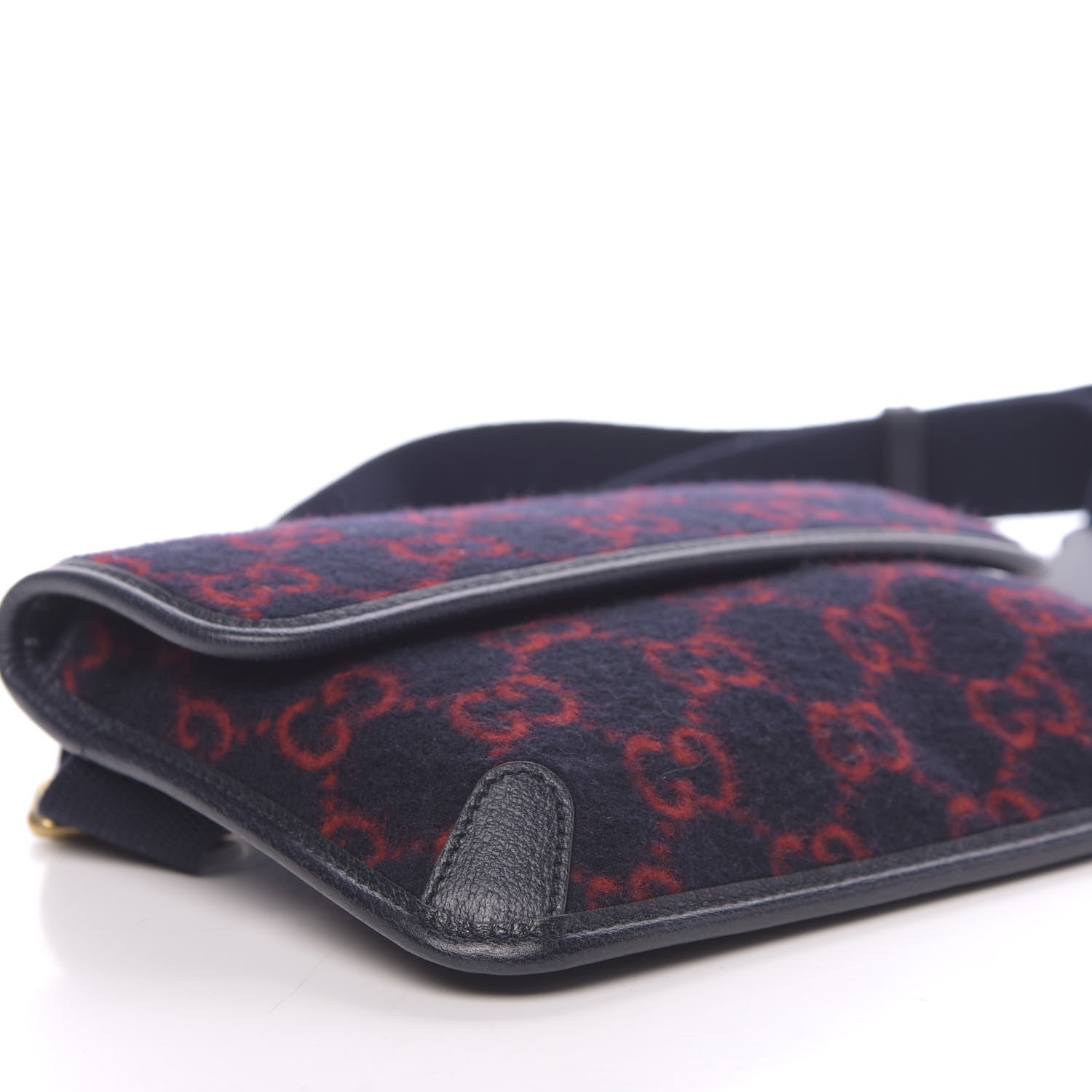 Gucci Covered Wool GG Monogram Slim Belt Bag Navy Red 8 of 12