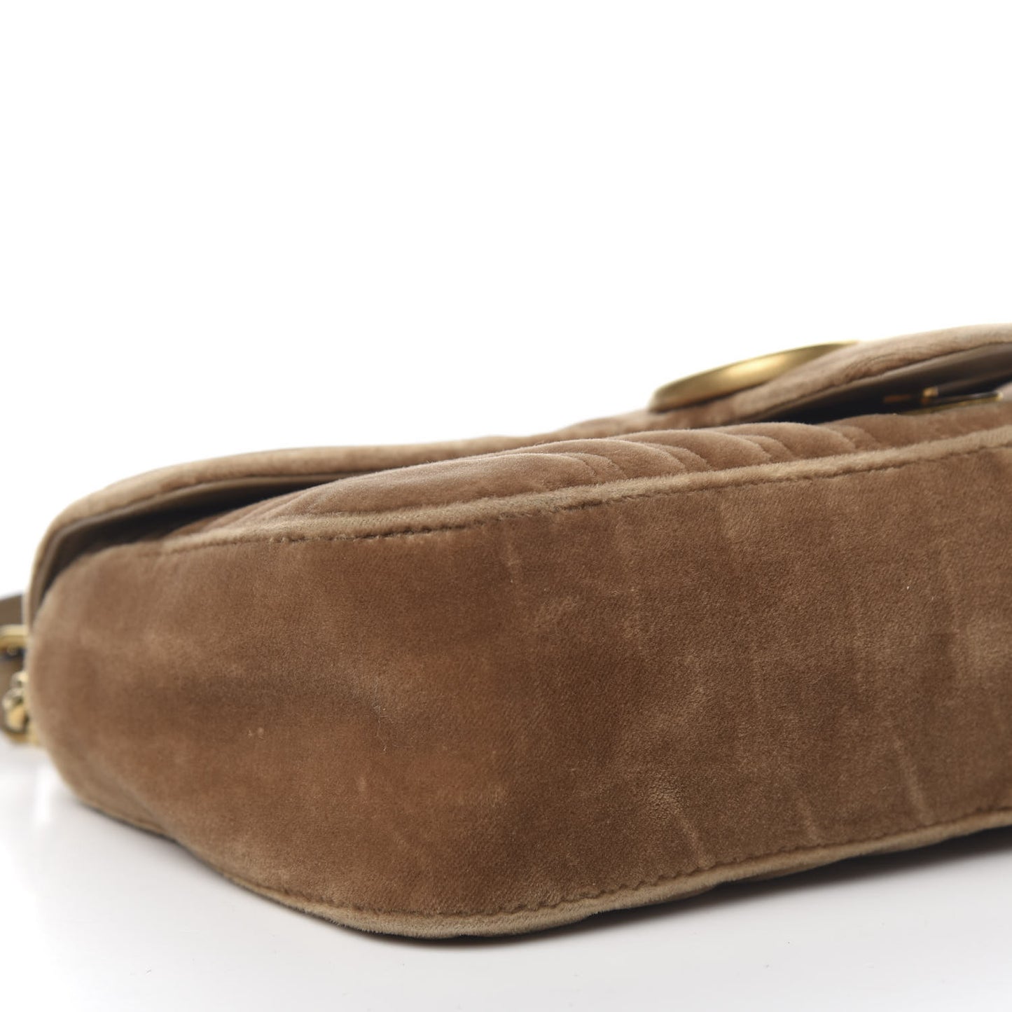 Velvet Matelasse Small GG Marmont Shoulder Bag Taupe