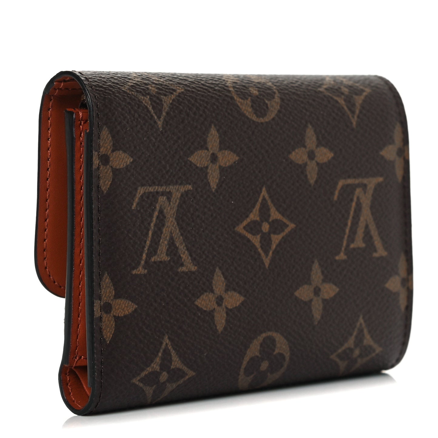 Monogram Flower Lock Compact Wallet Caramel