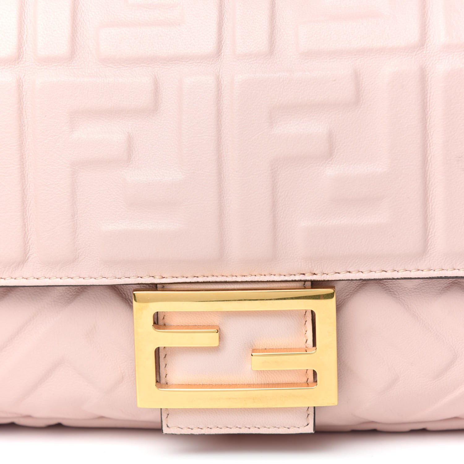 Fendi Nappa FF 1974 Embossed Baguette Rosa Quarzo 9 of 9