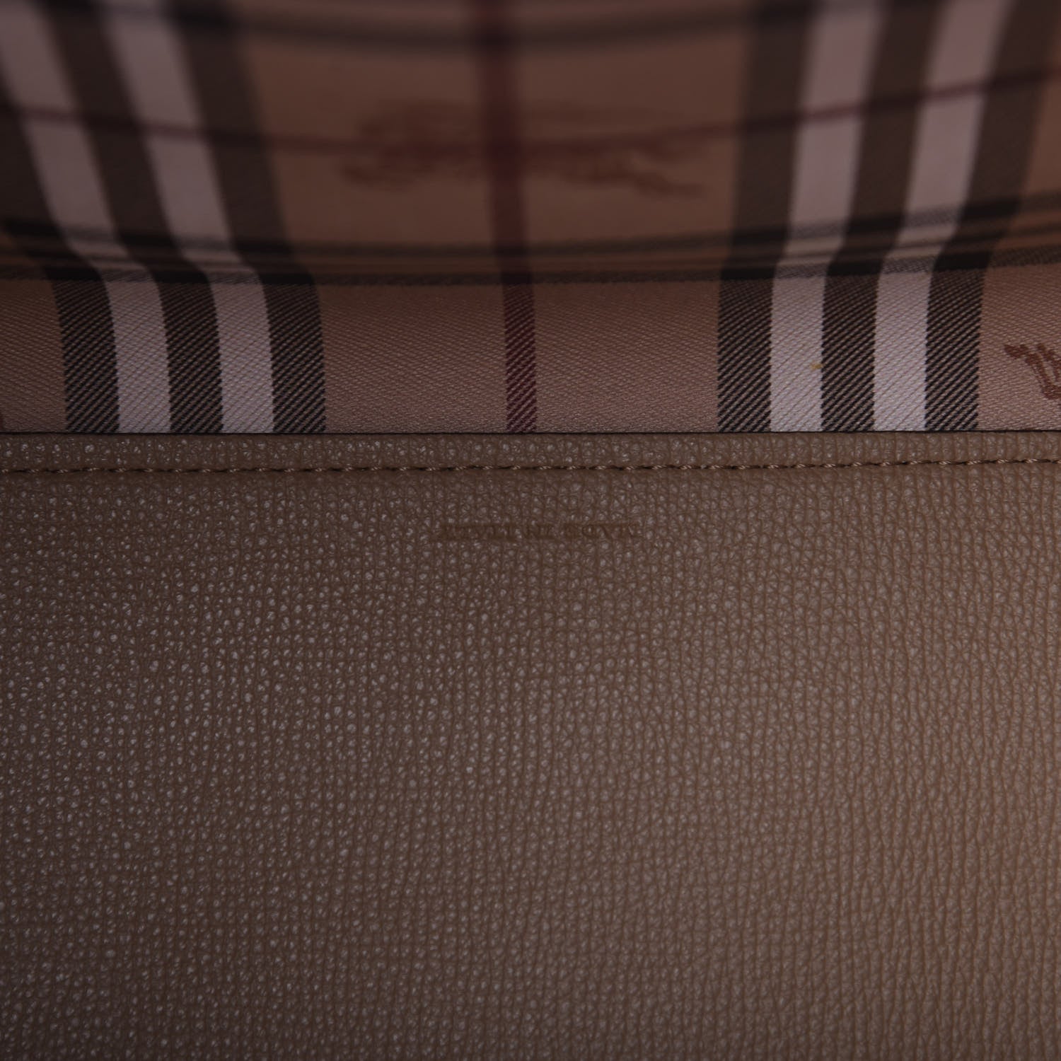 Burberry Grainy Calfskin Haymarket Check Medium Reversible Tote Camel 10 of 14