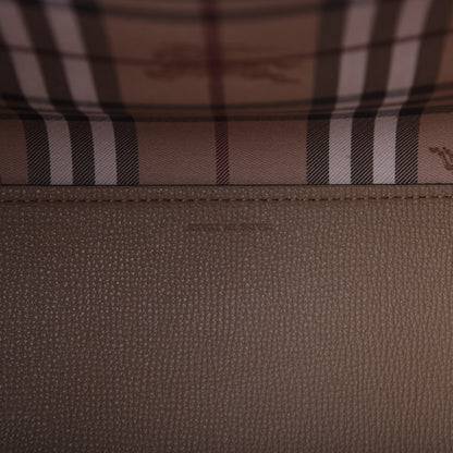 Burberry Grainy Calfskin Haymarket Check Medium Reversible Tote Camel 10 of 14
