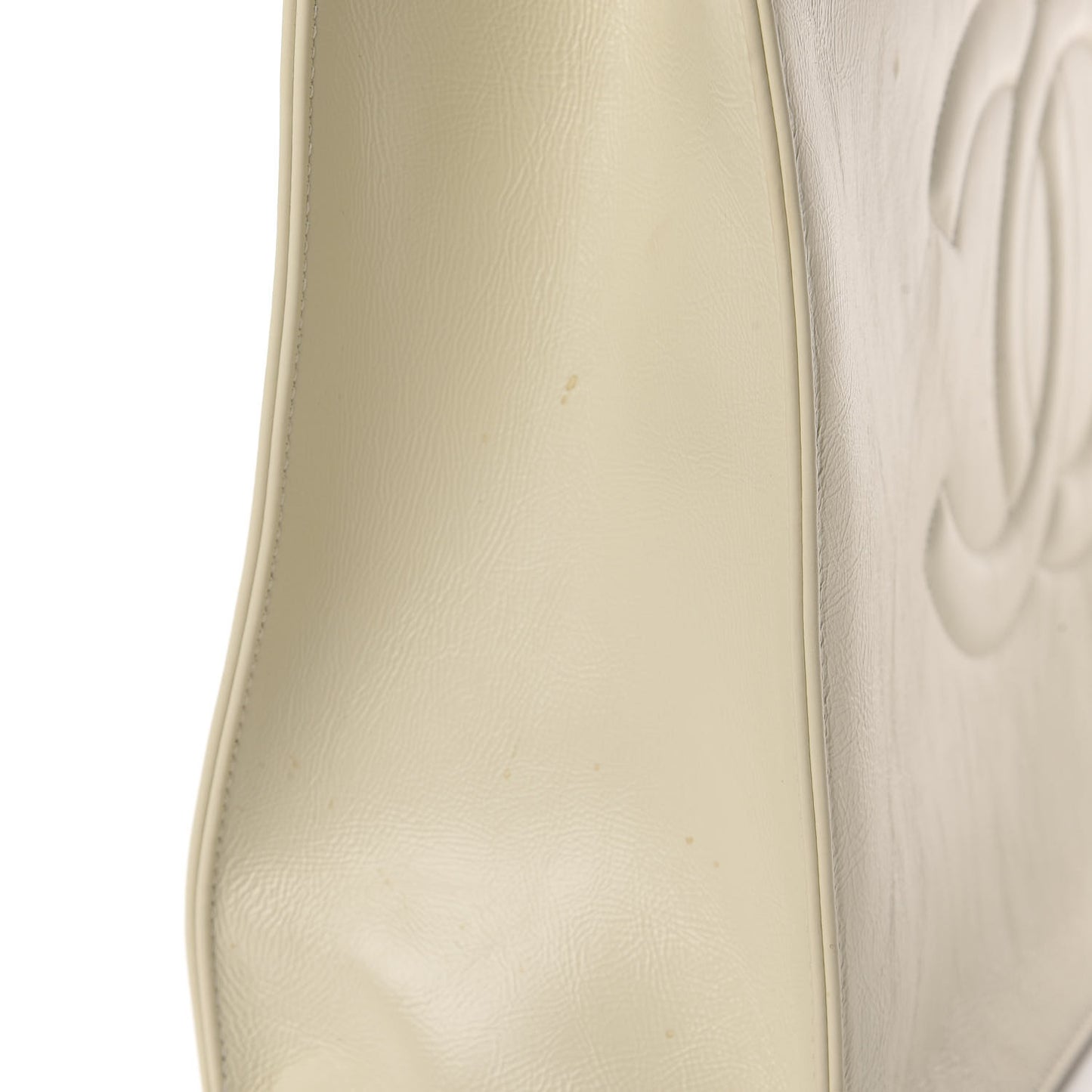 Glazed Aged Calfskin CC Tote White